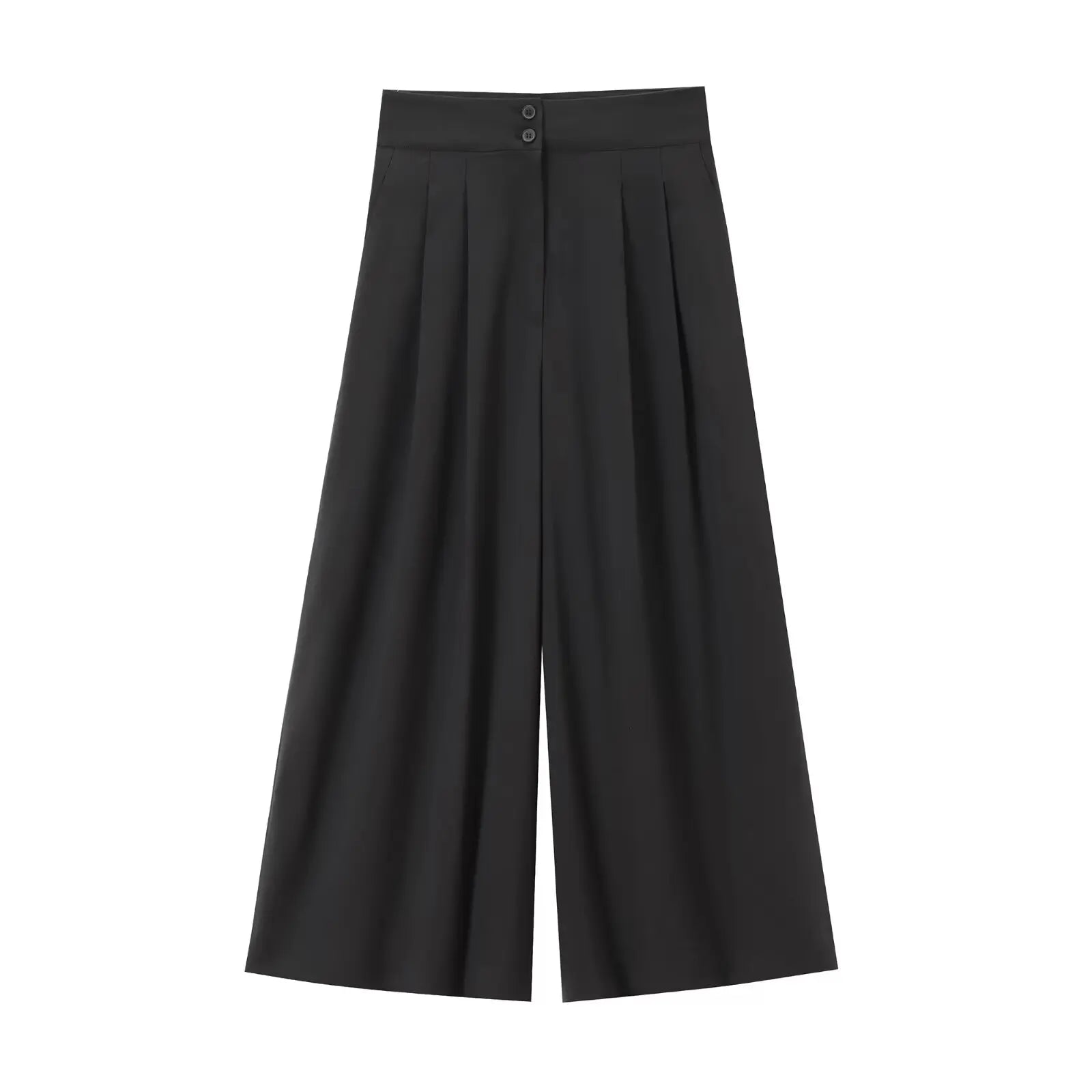 2-Piece Sleeveless V-Neck Trouser Set with Belt – Summer Commuter Wide Leg Suit