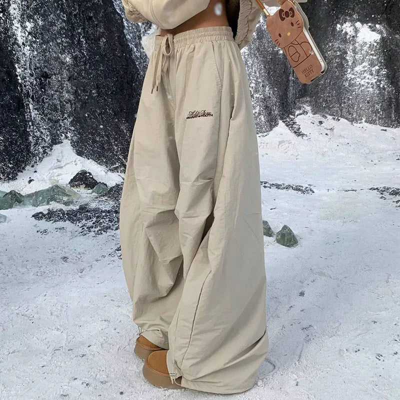 Women's Fleece Wide-Leg High-Waist Pants