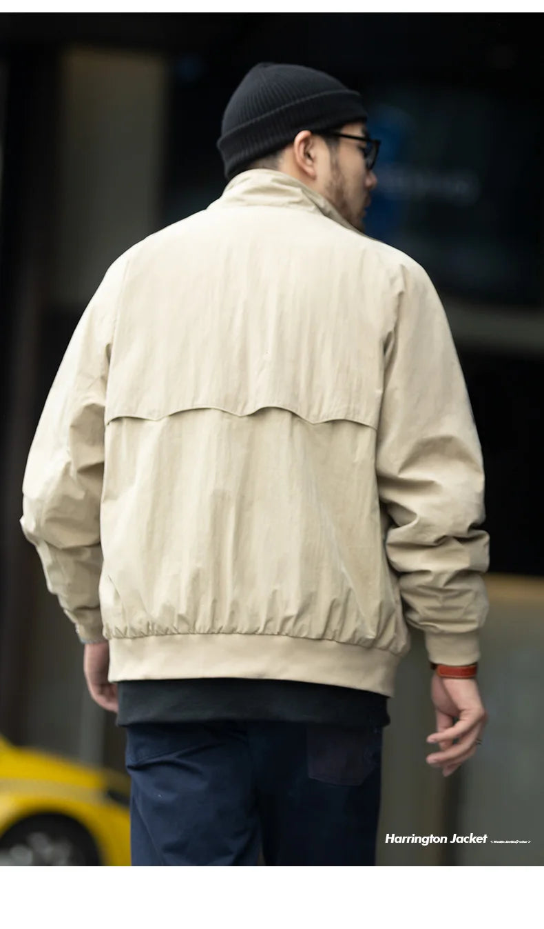 MADEN Men's Vintage Khaki Moto Jacket