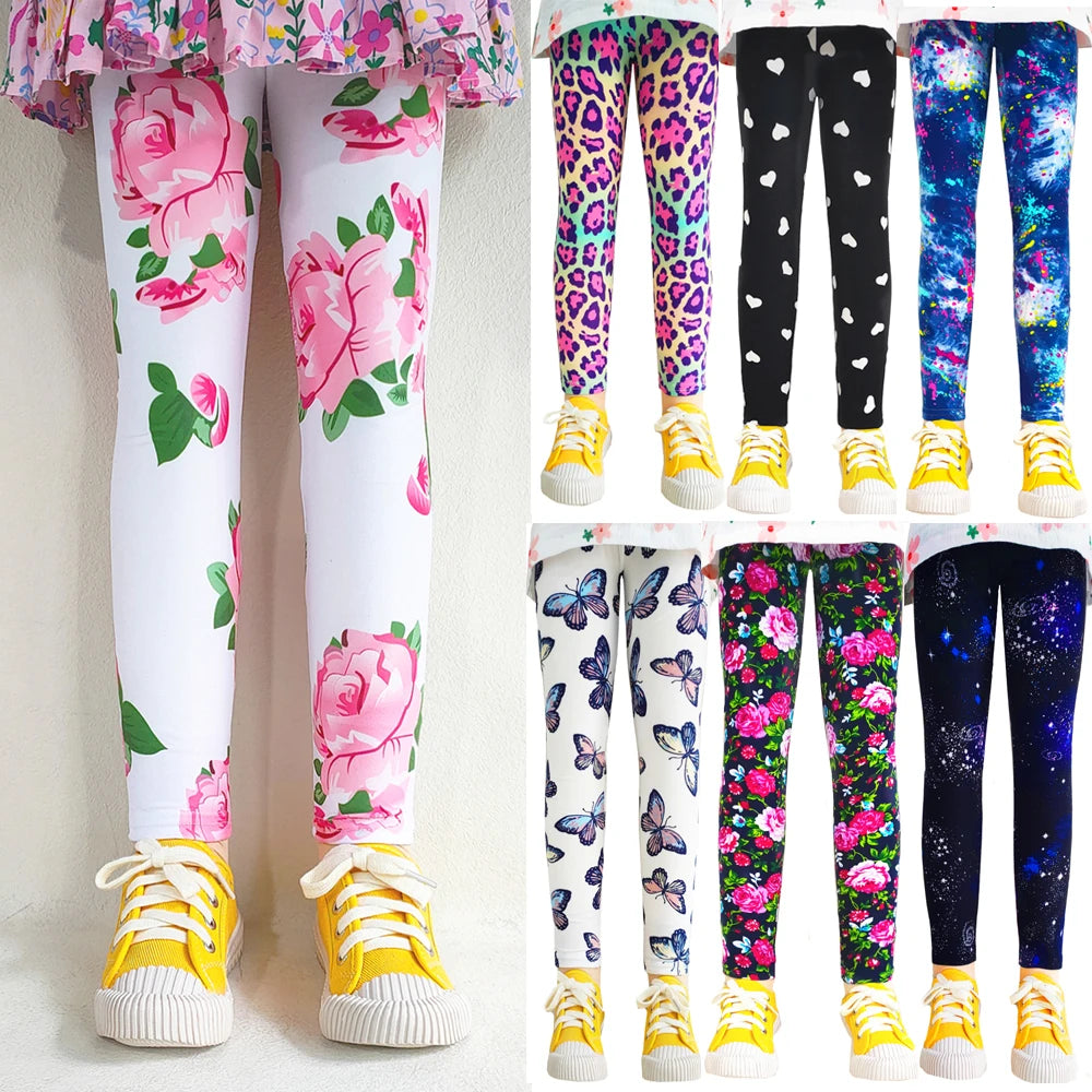 Girls' Floral Cartoon Fashion Leggings