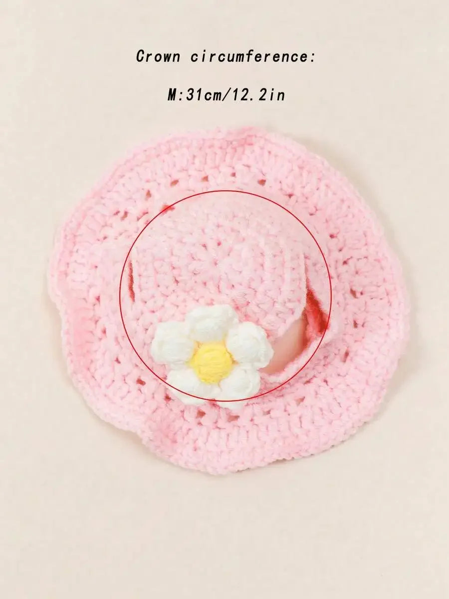 Floral Knit Hat for Cats & Small Dogs — One Size