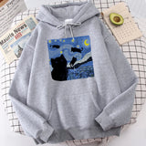 Starry Cat Night Fleece Hoodie