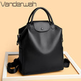 100% Genuine Cowhide Leather Women Backpack Large Capacity School Back Pack Female Casual Travel Bagpack Rucksacks for Girls Sac