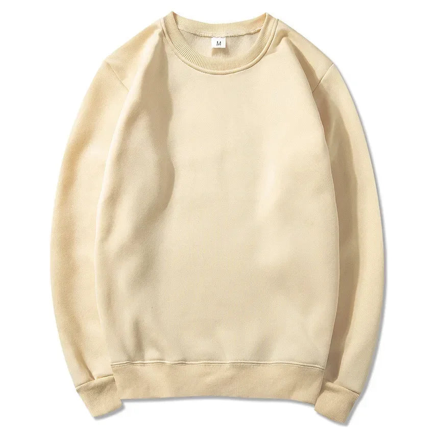 Korean Fashion Men's Round Neck Sweatshirts Autumn Long Sleeves Vacation Pullovers Tops Casual Popular Man Solid Sweat Shirts
