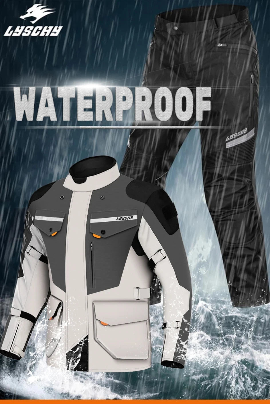 LYSCHY Motorcycle Jacket Pants Suit Cold-proof Waterproof Winter Men Motorbike Riding Moto Jacket Protective Gear Armor Clothing