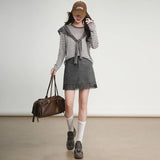 LOUIS YAO Tassels Rivet A-line Half Skirt 2025 Autumn Short Skirts Fashionable and Gentle Casual  Women's Half Skirt