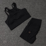 Fitness Shorts Yoga Sets Women's Tracksuit High Waist Sportswear Bra Workout Leggings Cycling Gym Shorts Sports Suit With Pocket