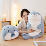High Quality Cartoon Earphone Seal Sea Otter Plush Toy Ball Round Cushion Throw Pillow for Kids Birthday Gift School Nap Sleep
