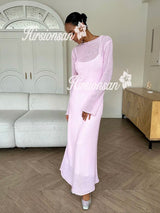 Elegant O-Neck Knit Maxi Dress