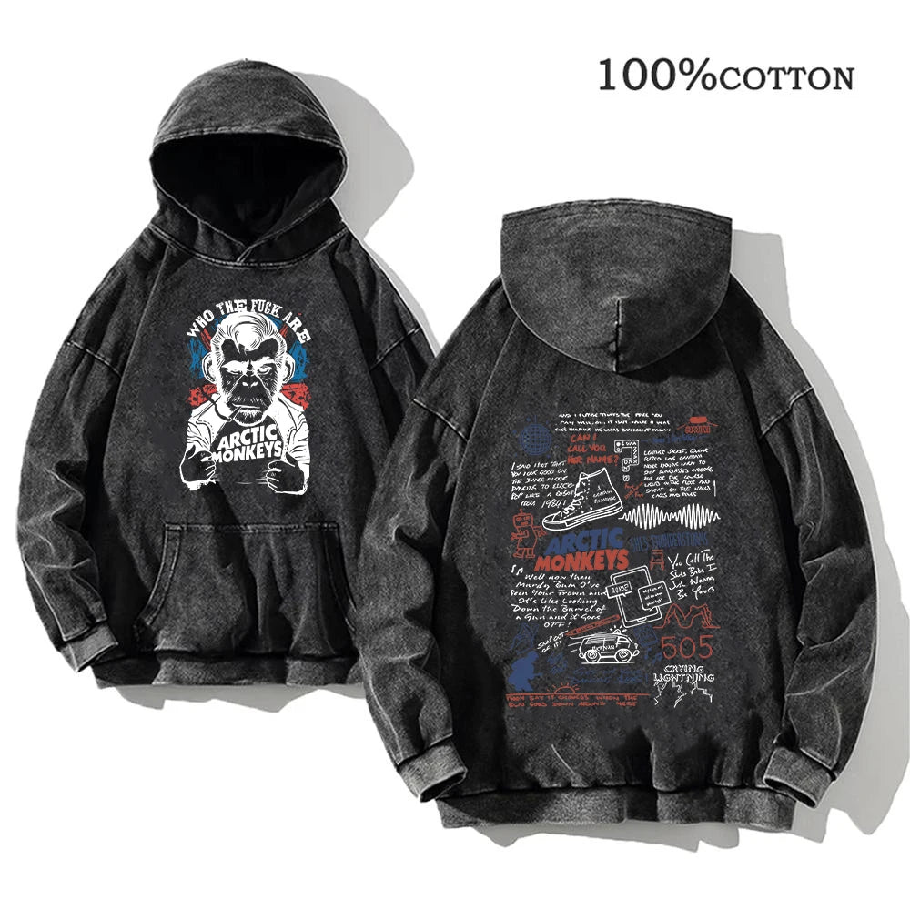 Retro Arctic Monkeys Printed Hoodie | Vintage Rock Streetwear