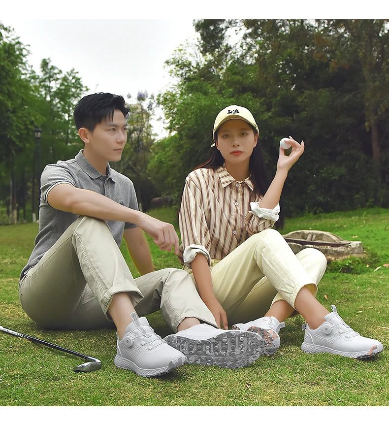 Men's Golf Sneakers Quick-Lace Casual Outdoor Shoes