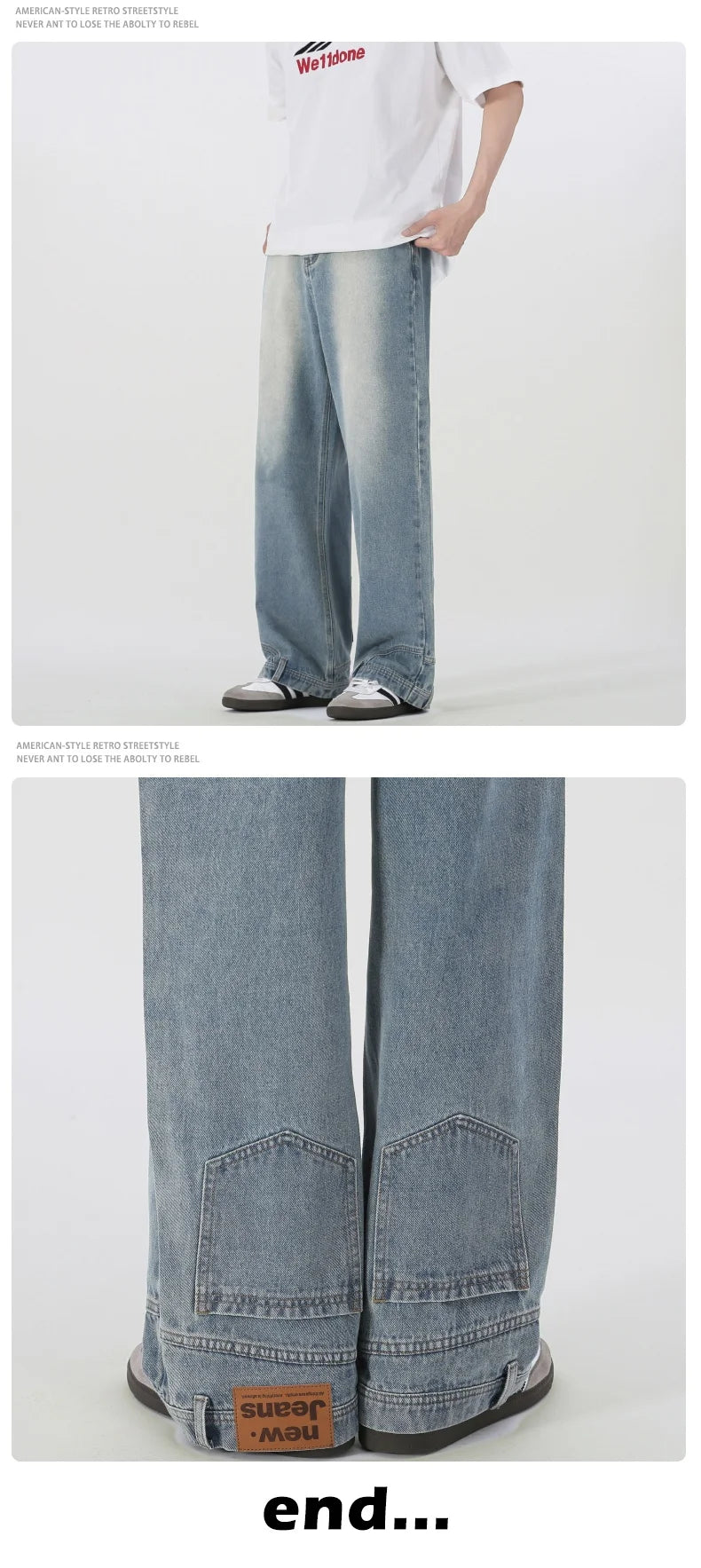 Retro Wide-Leg Baggy Denim Jeans – Unisex Straight Fit