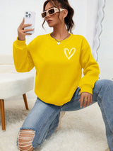 Heart Pattern Fleece Crewneck
