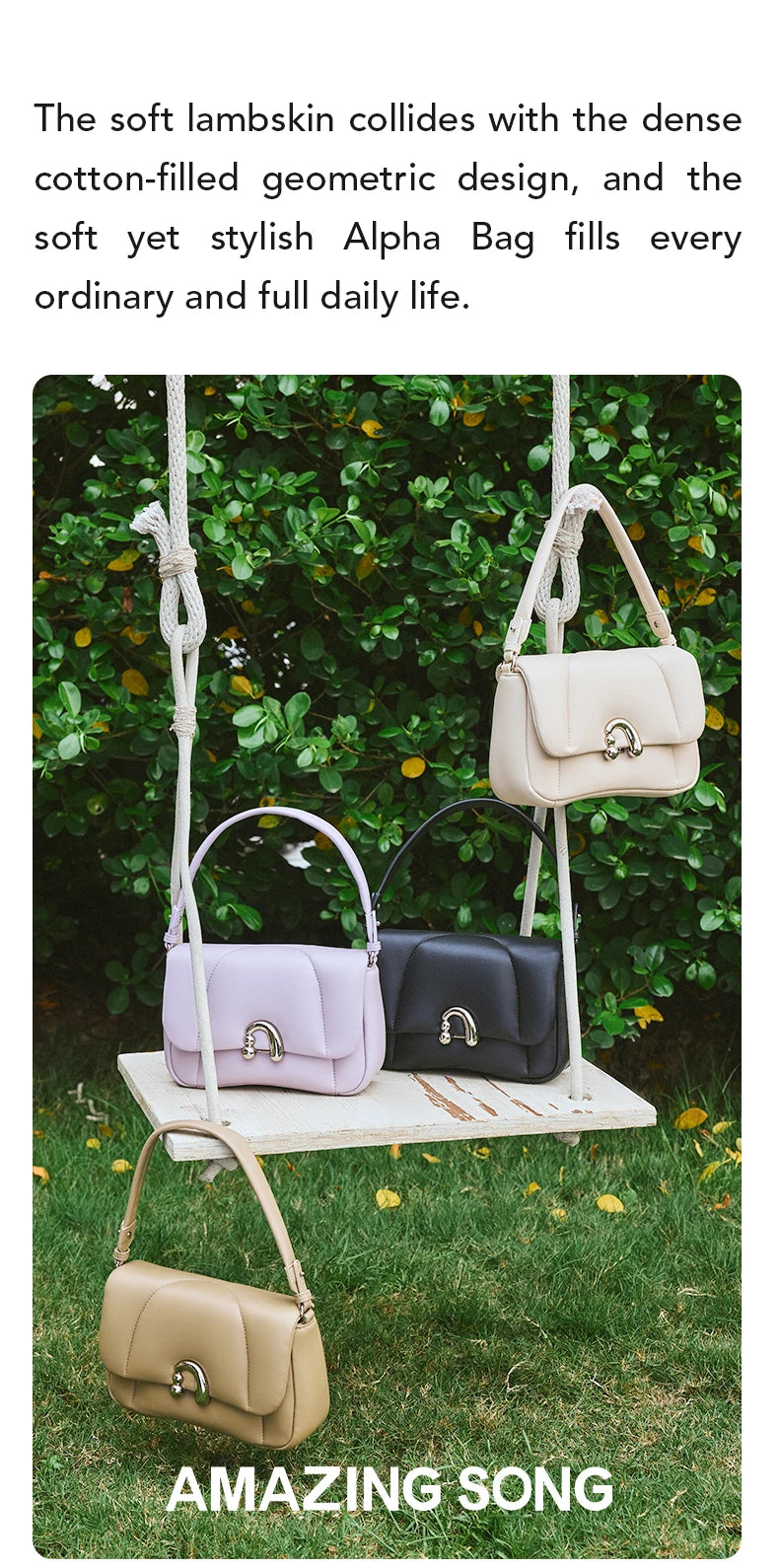 Amazing Song Alpha Bag Medium Shoulder Bag Sheep Leather