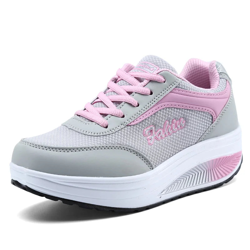 Breathable Air Mesh Walking Shoes – Lightweight Platform Sneakers