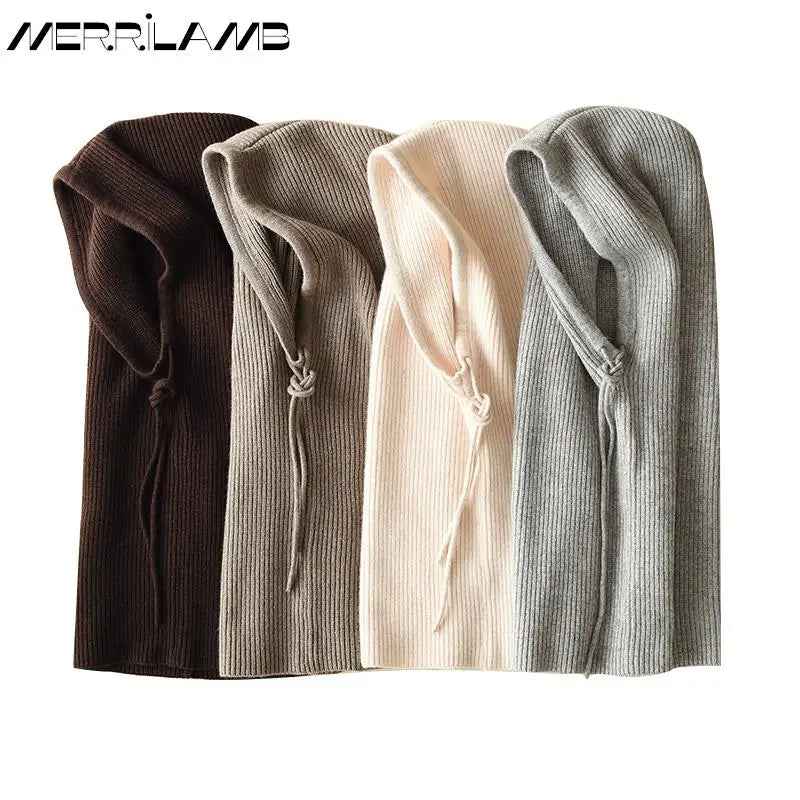 Women's Wool Blend Beanie & Hooded Scarf Set