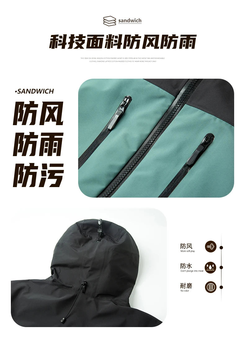 2026 Same as bird home Outdoor Sports Camping Mountaineering Fashion Men's Windproof British Wind Hooded Simple Storm Jacket