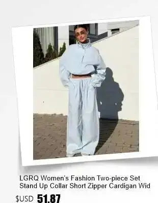 LGRQ Women's Casual Two-piece Set Fashion Lapel Long Sleeved Cardigan Jacket Elastic Waistband Tied Pants 2026 Summer 19DB1008