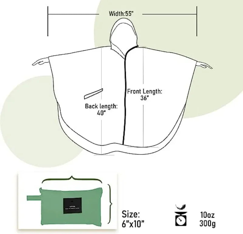 Waterproof Hooded Rain Poncho – Lightweight & Stylish
