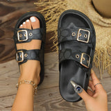Fashion Thick-soled Metal Buckle Designer Slippers Women's Home Soft-soled EVA Sandals Women's Summer Non-slip Beach Flip-flops