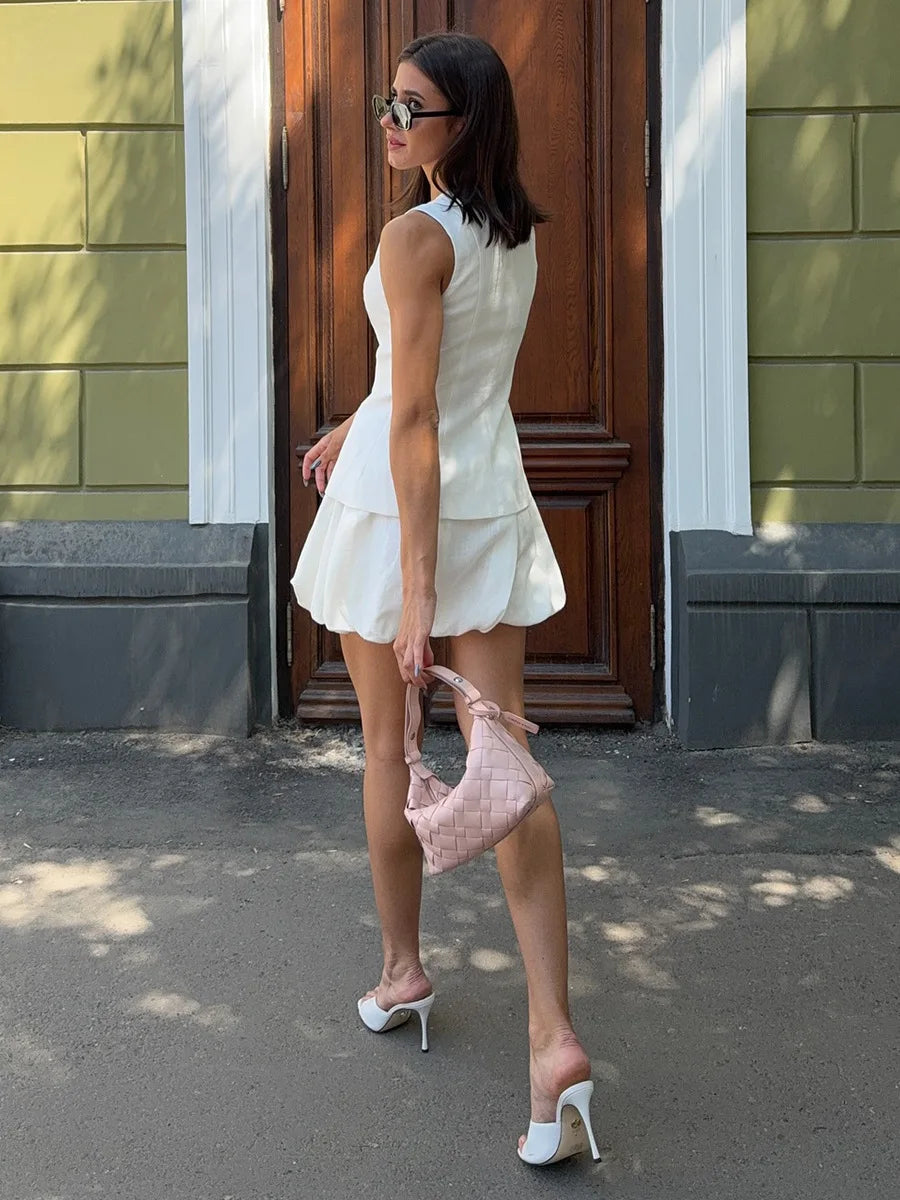 Bornladies Cotton Chic Casual Vest Mini Skirt Set Women's Fashion Commuter Sleeveless Tank Top Loose Shorts Suits Summer New