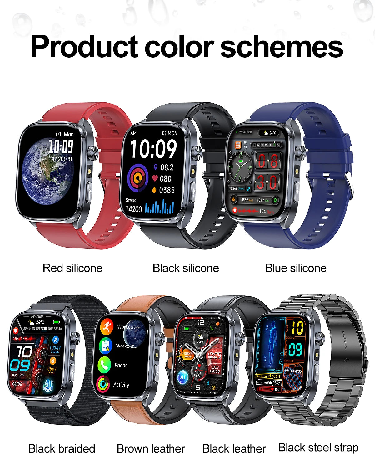 ECG+PPG Health Smartwatch – AI Body Analysis & BT Calling