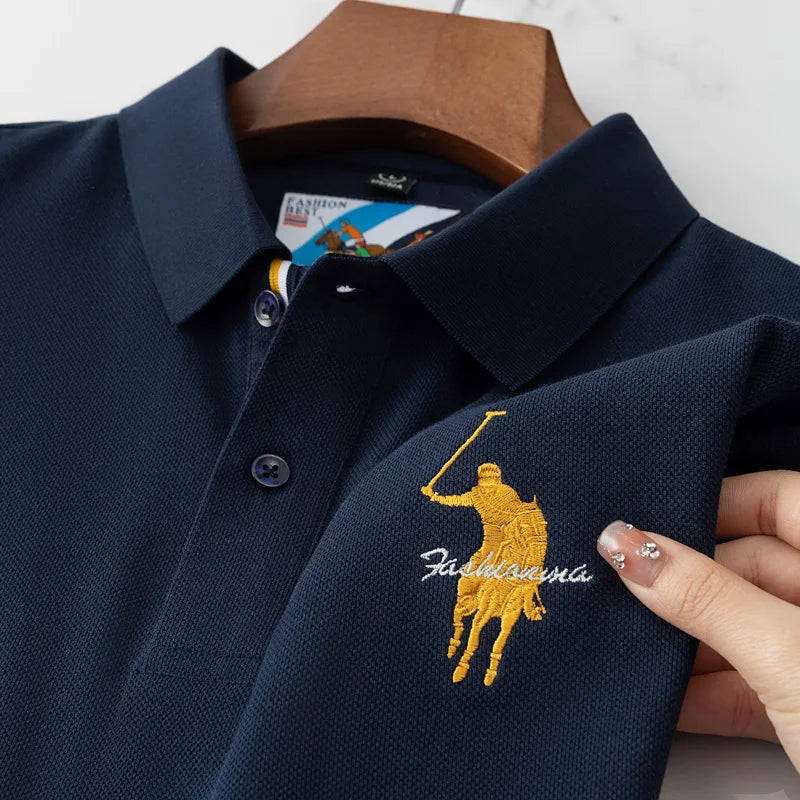 Men's Embroidered Cotton Polo Shirt – Breathable Summer Fit
