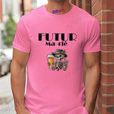 French Funny Single Farewell Bachelor Party T-shirt Wedding Beer Skeleton Tops Evg Team Married Tee Future Groom Man Squad Shirt