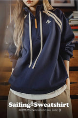 Women’s Vintage Half-Zip Cotton-Blend Sweatshirt