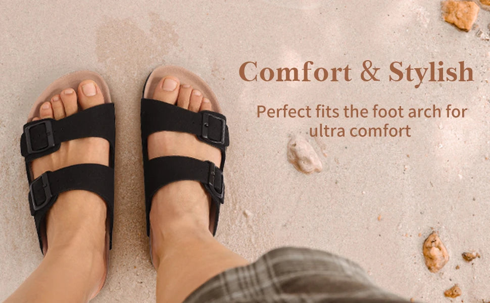 Women’s Suede Sandals with Cork Footbed