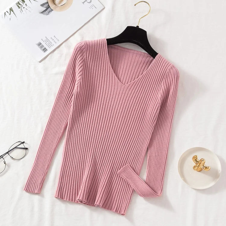 Women's V-Neck Knit Pullover Sweater