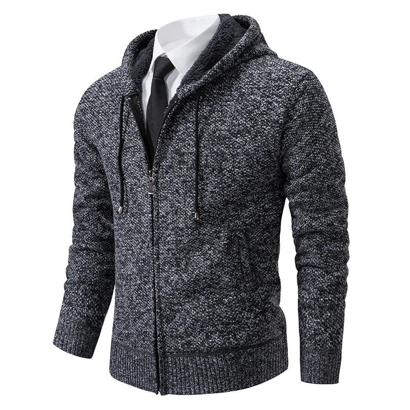 Men’s Fleece-Lined Stand Collar Cardigan