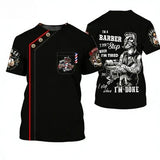 Men's Barber-Style Graphic Tee | Round Neck Short Sleeve