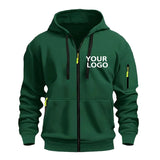 DIY Custom Logo Men's Casual Sports Hoodie Full-Zip Pocket Sweatshirt Fashion Arm Pocket Outdoor Long-Sleeve Pullover Hoodie
