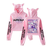 Anime Cat-Ear Cropped Hoodie | K-Pop Inspired Streetwear