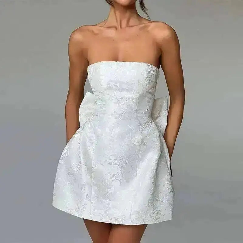 Townlike Women's Elegant Jacquard Backless Mini Dress - USA Made Chic