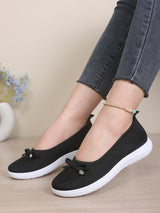 Women's Breathable Mesh Flat Shoes, Decorated with a Bow, Are Lightweight and Comfortable, Perfect for Mom Shoes.