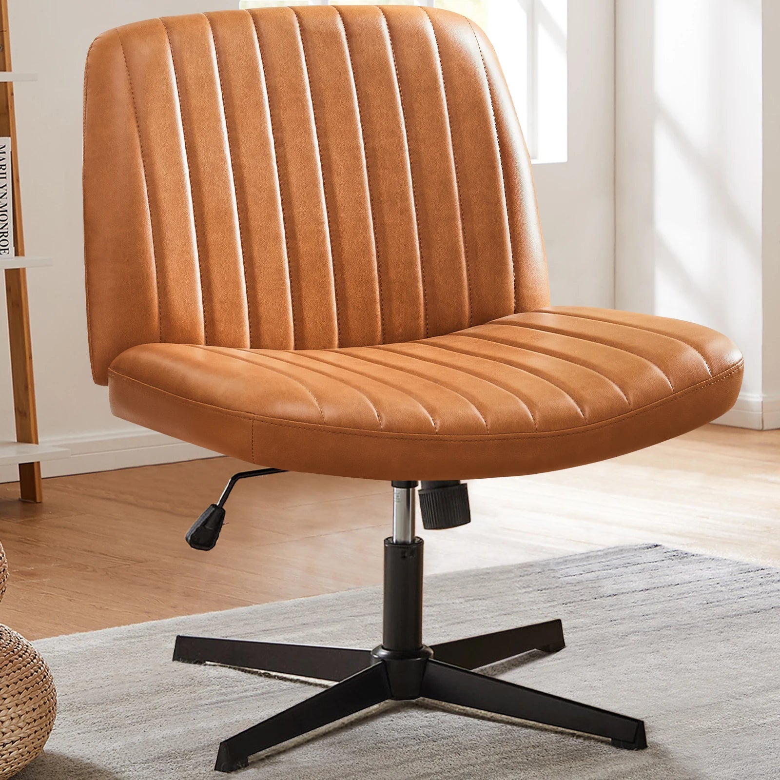 JHK Armless Wide Swivel Chair – Cross-Legged Comfort Seat