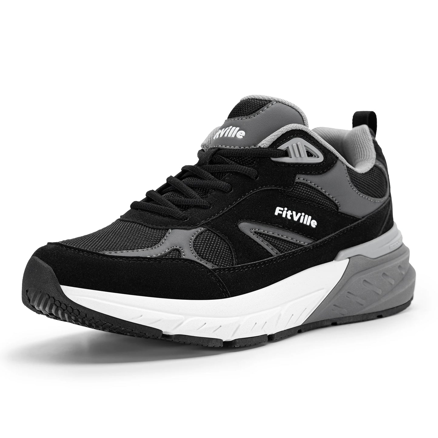 FitVille Newest Walking Shoes for Men Wide Width Sneakers with Arch Support for Flat Feet Heel Pain Relief Plantar Fasciitis