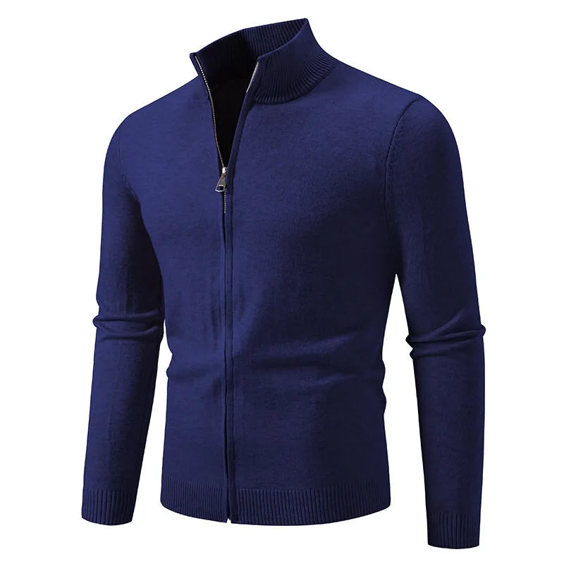 Slim Fit Zipper Cardigan – Premium USA-Made Knit Sweater