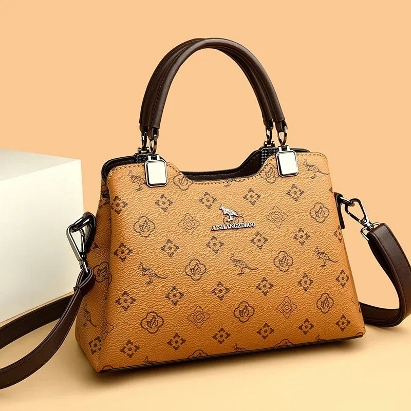 Luxury Handbag Fashion Print Large Capacity Soft Leather Women Shoulder Crossbody Bag Leisure Designer Ladies Purses and Handbag