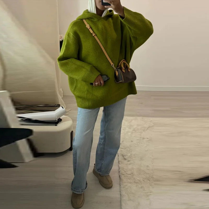 Women's Relaxed Hooded Pullover Sweater