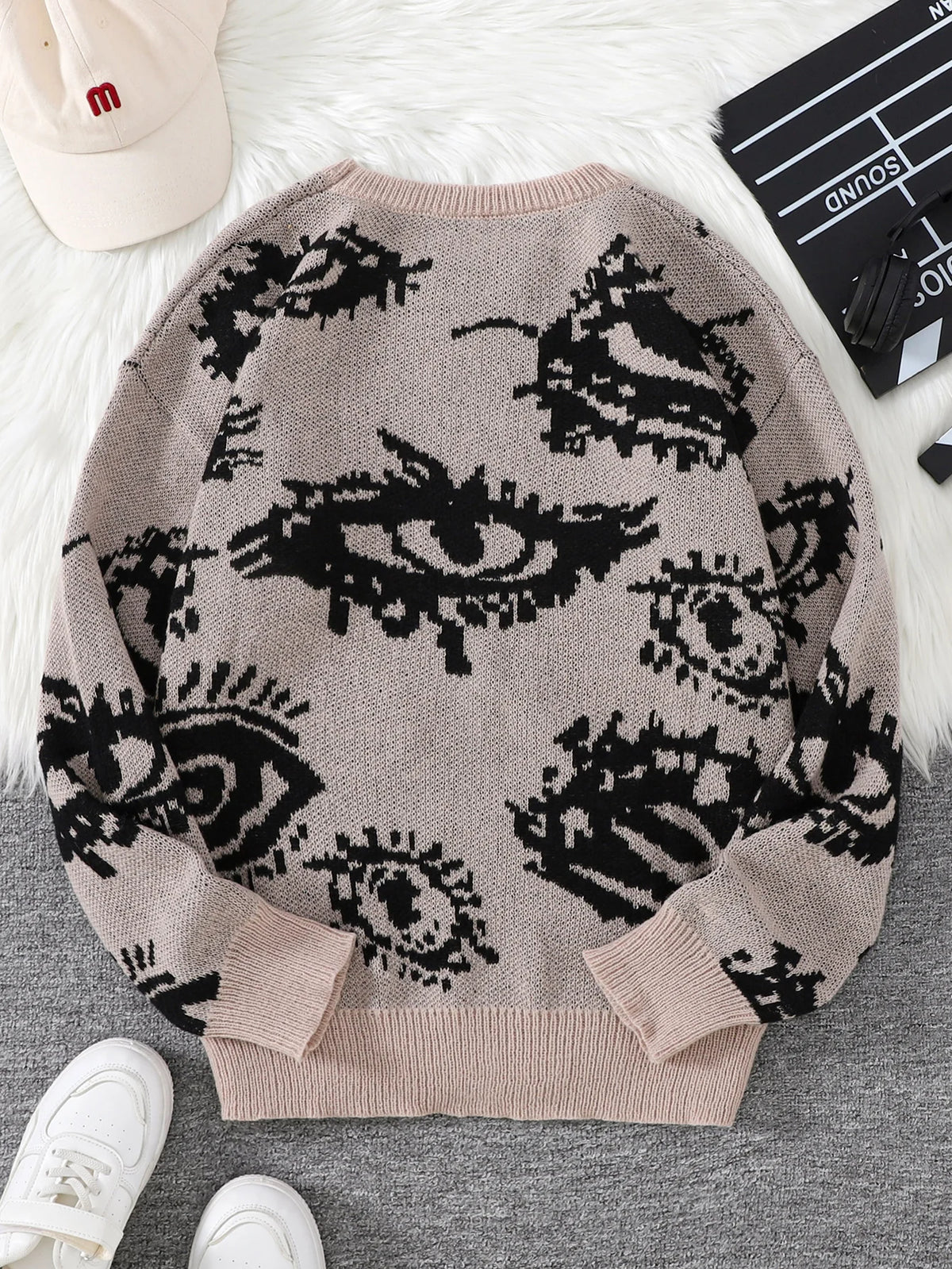 Men's Abstract Eye Jacquard Knit Sweater