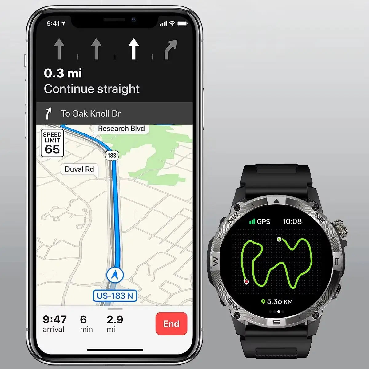 NORTH EDGE GPS Smart Watch – AMOLED, Bluetooth & IP68