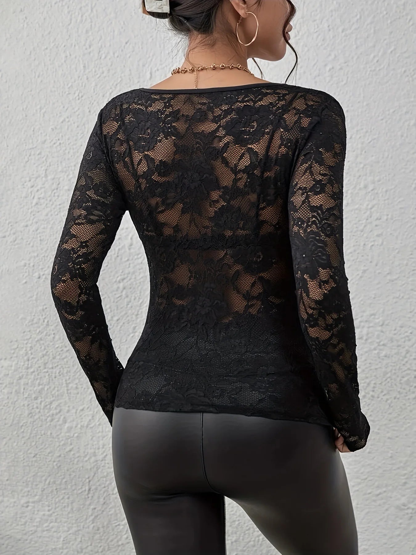 Elegant Floral Lace V-Neck Top