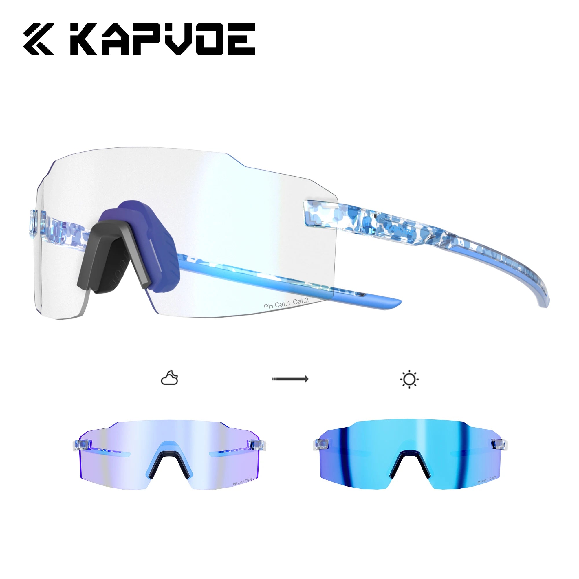 Kapvoe Fashion Sunglasses for Men Photochromic Runnning Glasses Light-Weight Cycling Glasses Bike Women UV400 Hiking Eyewear