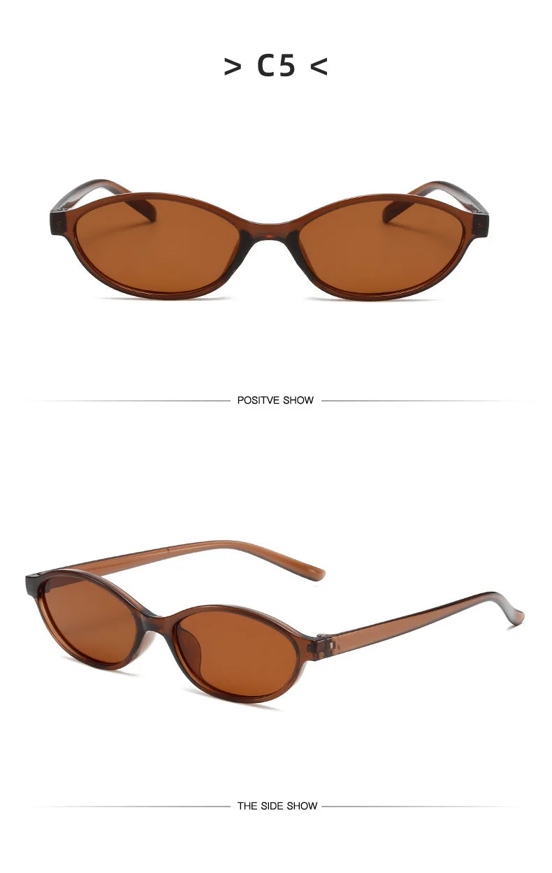 Vintage Small Frame Oval Sunglasses – Black Round Designer Style, Unisex Cool Eyewear for Men & Women, Fashion Circular UV Sun Glasses