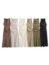 Elegant Satin Summer Slip Dress | Chic Evening Midi for Women