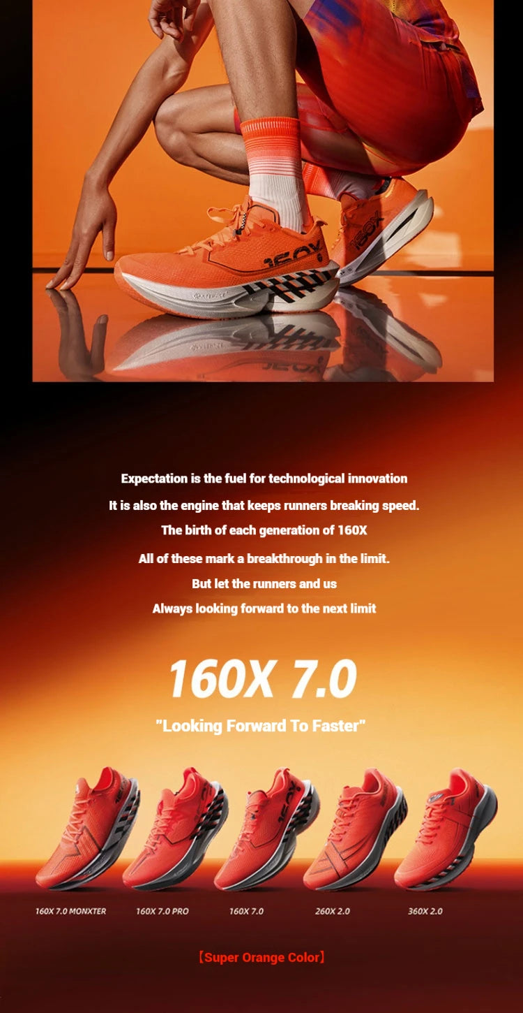 Xtep 160X 7.0 Running Shoes 2025 Professional Marathon Cushioning Shock Sneakers Combat PB Carbon Plate Sport Shoes 975319110039