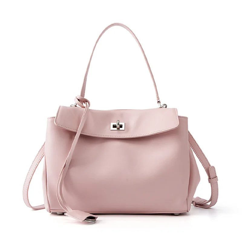Large Capacity Women's Leather Handbag High-End Single Shoulder Crossbody Tote for Commuting